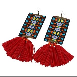 Red tassel earrings